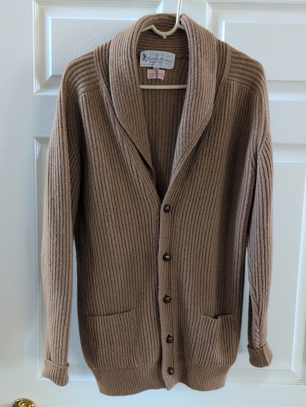 Shawl Collar Button-Front Sweater Cardigan - Brown